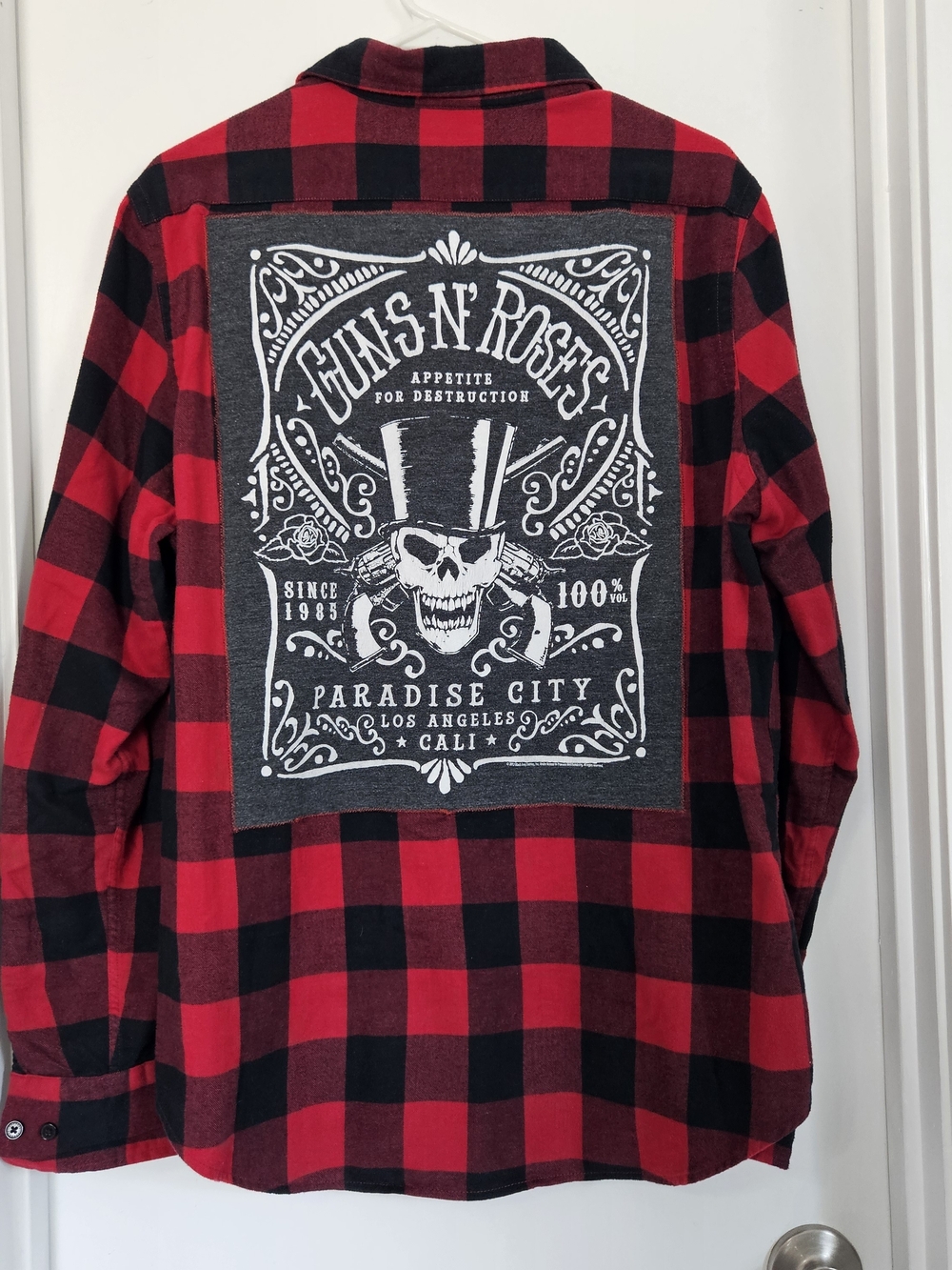 Guns N Roses Back Patch Flannel Band Shirt